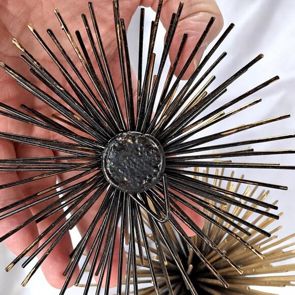 Atomic Spiky Metal Gold Black Wall Decor Anemone Sea Urchins Beach Set of 3 - Picture 4 of 11